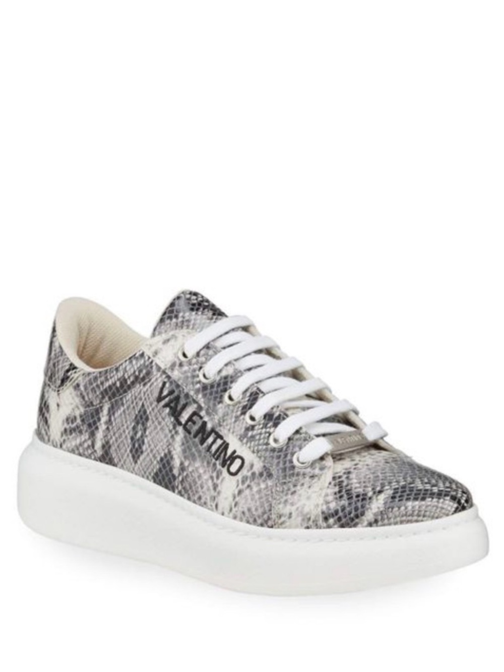 Valentino Snake-Print Gray and White Platform Sneaker